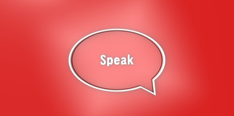 Speak 3D white Transparent empty bubble speech on red background