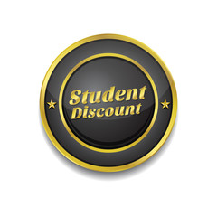 Student Discount Gold Vector Icon Button
