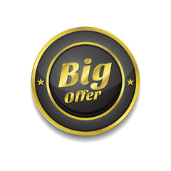 Big Offer Gold Vector Icon Button