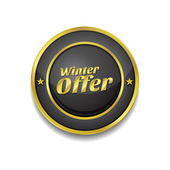 Winter Offer Gold Vector Icon Button