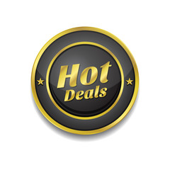 Hot Deals Gold Vector Icon Button