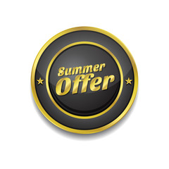 Summer Offers Gold Vector Icon Button
