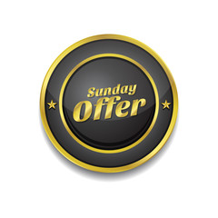 Sunday Offer Gold Vector Icon Button