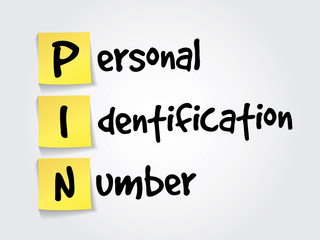 Personal Identification Number (PIN) on yellow sticky notes