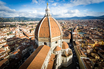 Fototapeta na wymiar Florence, Aerial view of the city from Giotto's Tower