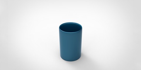 3D blue glass on white grey gray background
