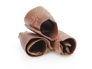 three peeled chocolate curls