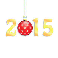 Happy 2015 new year with Christmas bauble