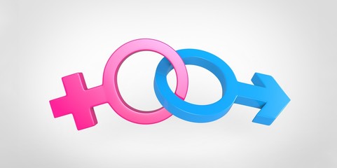 3D blue male and pink female sex symbol