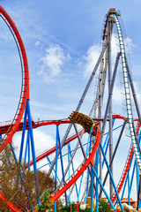 Roller Coaster in funny amusement  park.