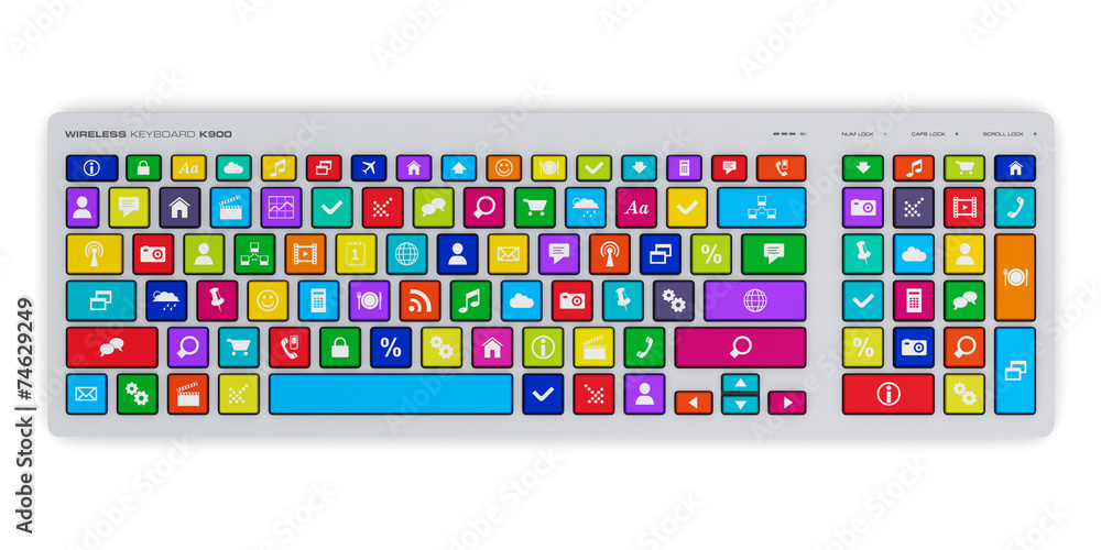Aufkleber computer keyboard with color social media keys
