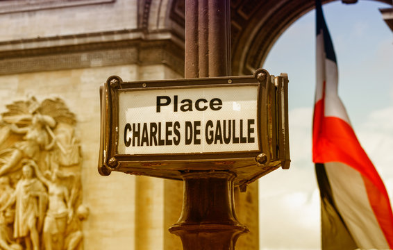Place Charles De Gaulle Sign In Paris