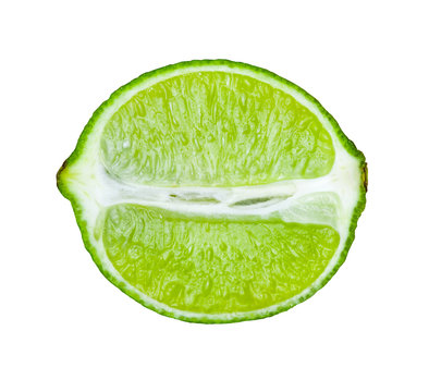 slice of lime on white background