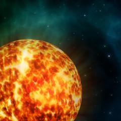 Generated illustration of a hot sun detail in the space.