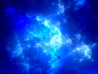Vibrant blue glowing plasma in space