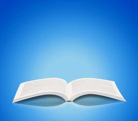 Open book isolated on blue background