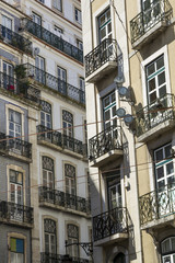 View of the typical building architecture of Lisbon, Portugal.