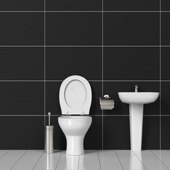 Toilette und Waschbecken im Bad