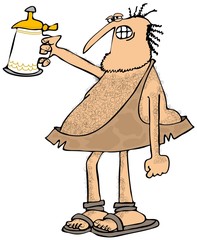 Caveman raising a beer stein