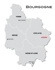 Fototapeta premium simple administrative map of Burgundy
