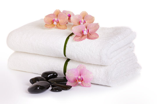 Pink Orchids And Spa Stones