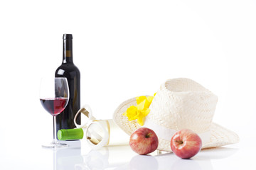 Naklejka premium picnic with wine and slow food concept