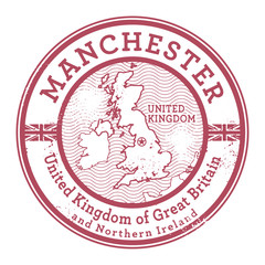 Grunge rubber stamp with words United Kingdom, Manchester