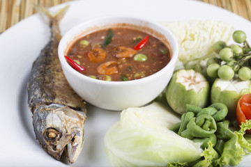 Chili paste with fried mackerel