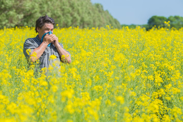 man in field