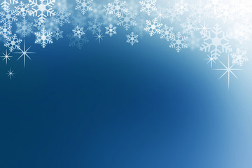 Fototapeta na wymiar Snow flakes on midnight blue abstract winter background.