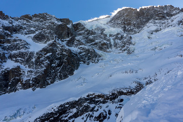 Fototapeta na wymiar Glacier in La Grave La Meije