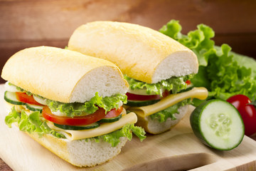 vegetarian sandwich with cheese and vegetables