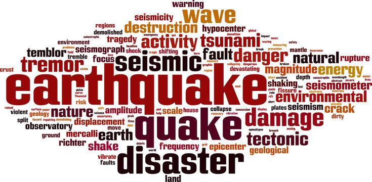 Earthquake word cloud concept. Vector illustration
