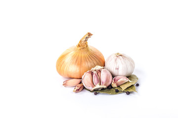 garlic  and onion a bay leaf and black pepper