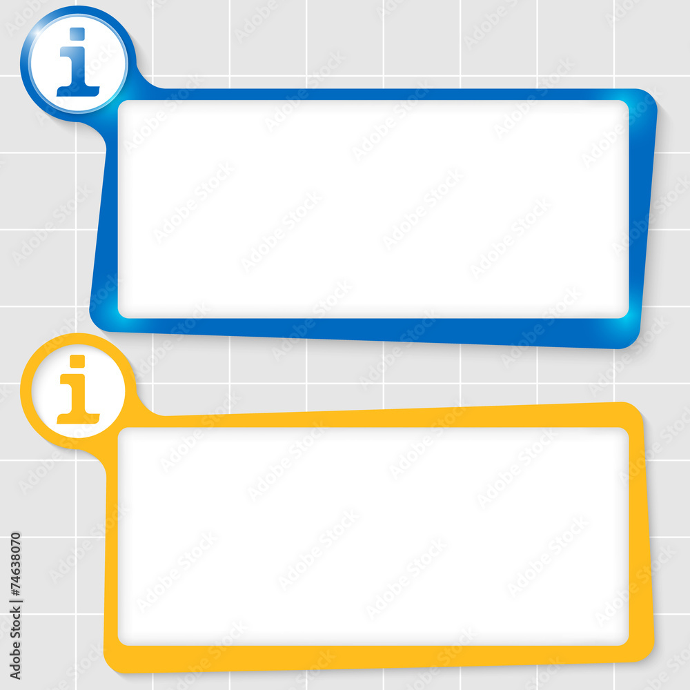 Poster set of two text boxes for text and info symbol