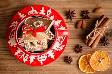 ginger cookies in a red Christmas mug