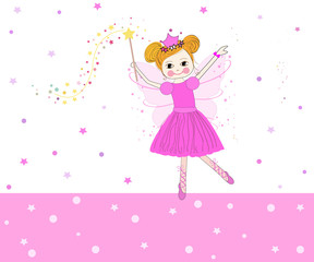 Lovely fairy tale vector with pink stars