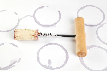 wine stain liquid with opener