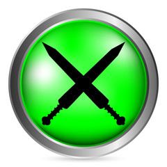 Crossed gladius swords button