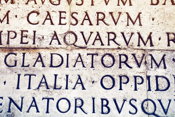 Latin inscription in Rome, Italy