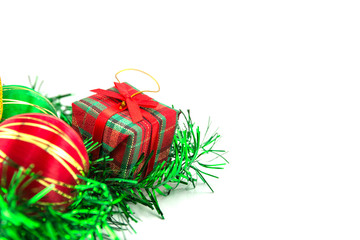 christmas ball over white background