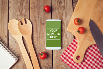 Smartphone mock up template for cooking apps display © maglara