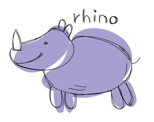 Детская рисунок носорога