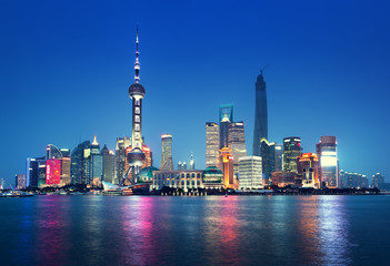 Naklejka premium Shanghai at night, China