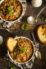 Rolgordijnen Homemade Brown Lentil Soup © Brent Hofacker