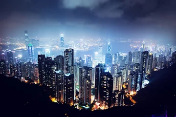 Fotobehang Hong Kong island from Victoria's Peak © Iakov Kalinin