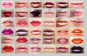 Lipstick. Great Variety of Women's Lips. Set of Colorful Mouths - 74642049