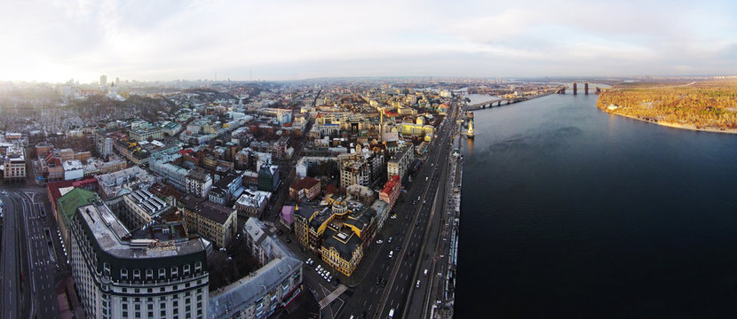 aerial panorama of Kiev Podol