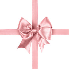 light pink bow made from silk ribbon