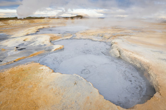 Mud Pots in the geothermal area of Hverir, Iceland